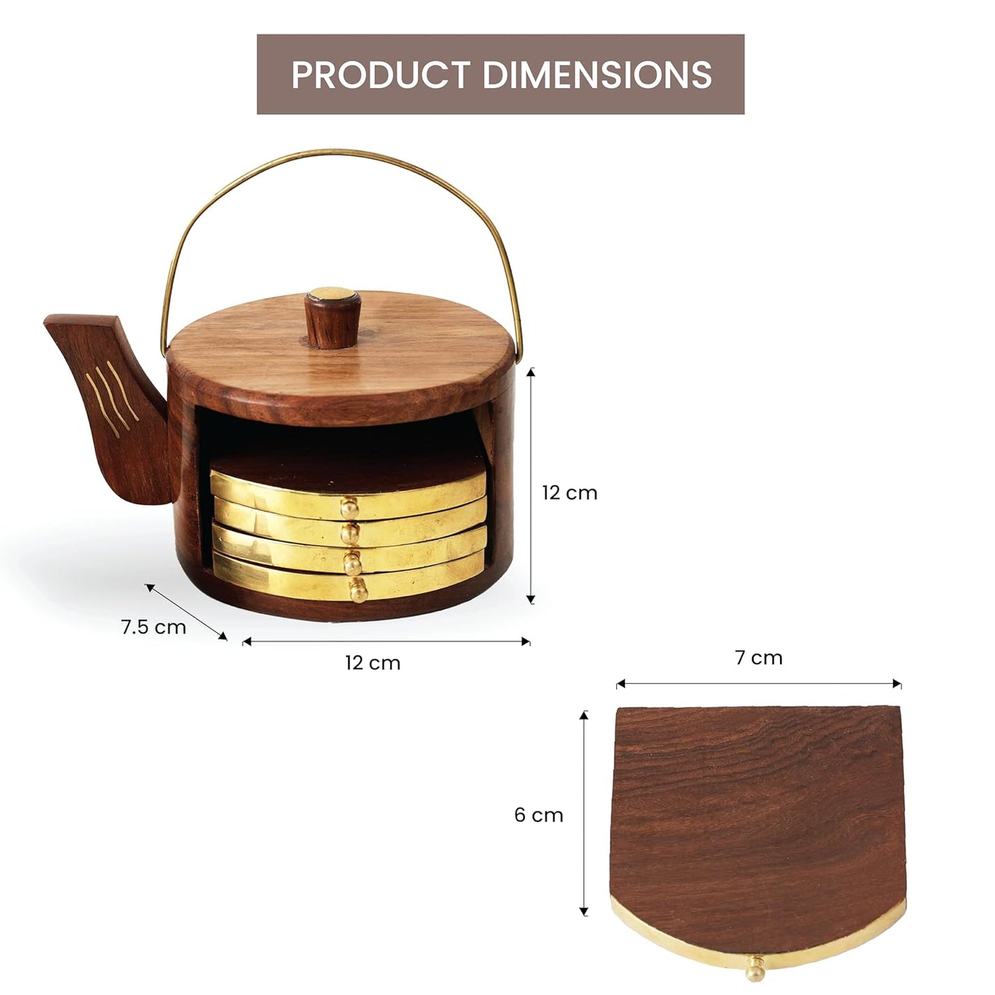 Kettle-Shaped Wooden Coasters for Cups & Mugs