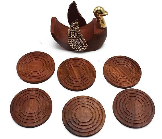 Handmade Wooden Duck Coaster Set – 6pcs for Cups & Mugs