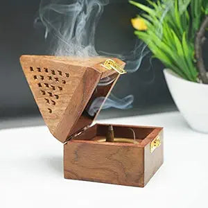 Sheesham Wooden Incense Box Holder/Dhoop Stand Ash Catcher Handmade Fragrance Wooden Holder