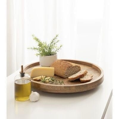 Wooden Rustic Round Serving Tray