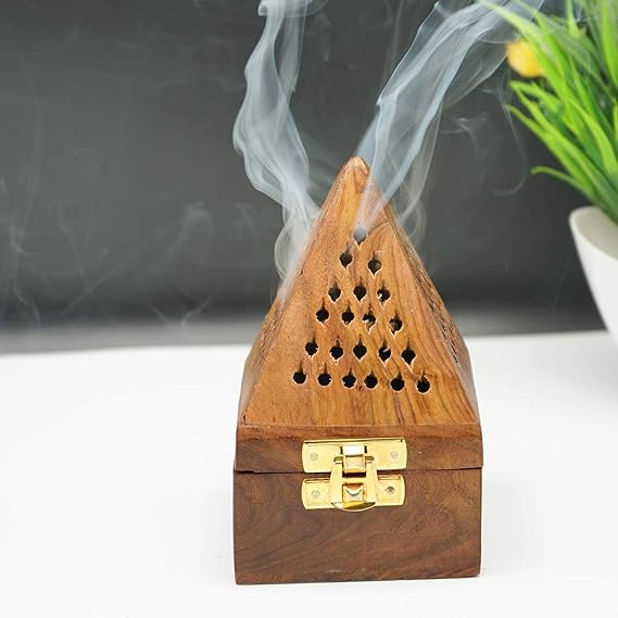 Sheesham Wooden Incense Box Holder/Dhoop Stand Ash Catcher Handmade Fragrance Wooden Holder
