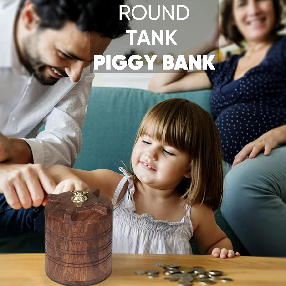 Wooden Handicrafts Money Box with Lock Water Tank Shape