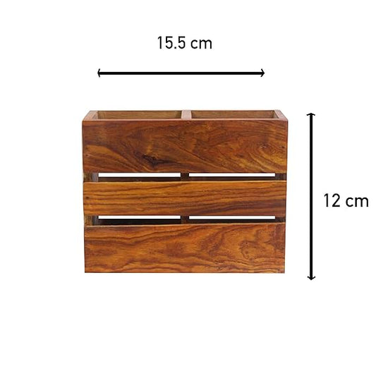 Wooden Cutlery Utensil Holder (2 Partitions)