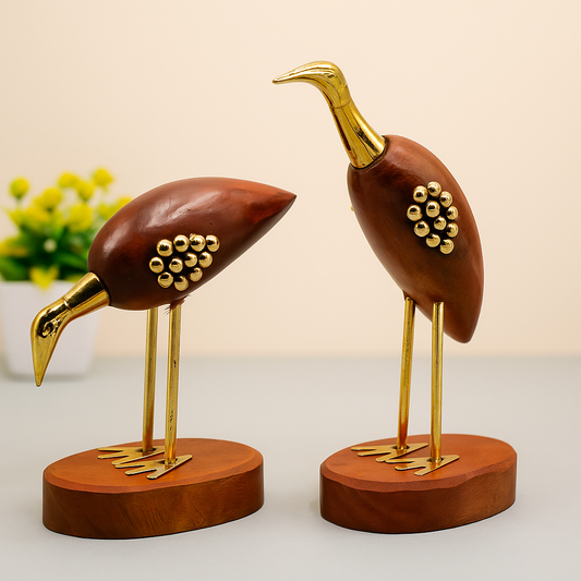 Wooden Antique Decorative Saras Swan Crane Love Birds