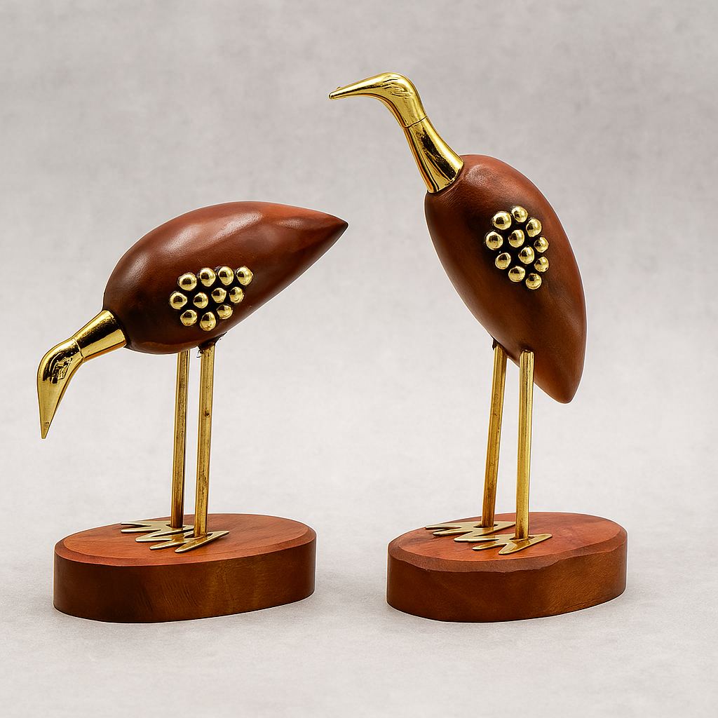 Wooden Antique Decorative Saras Swan Crane Love Birds