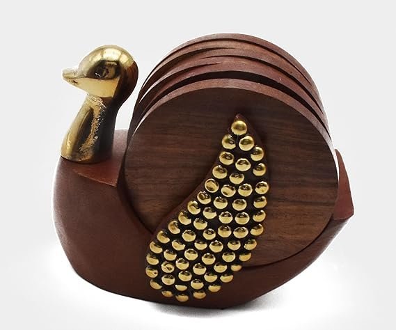Handmade Wooden Duck Coaster Set – 6pcs for Cups & Mugs