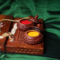 Wooden decorative round shape sindoor box pack of 2